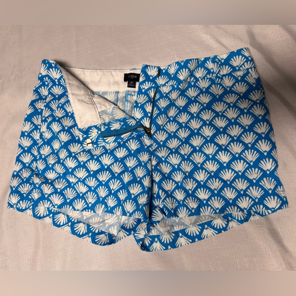 J. CREW Like New Women’s Cotton Shorts Turquoise Tropical Pattern Size 8